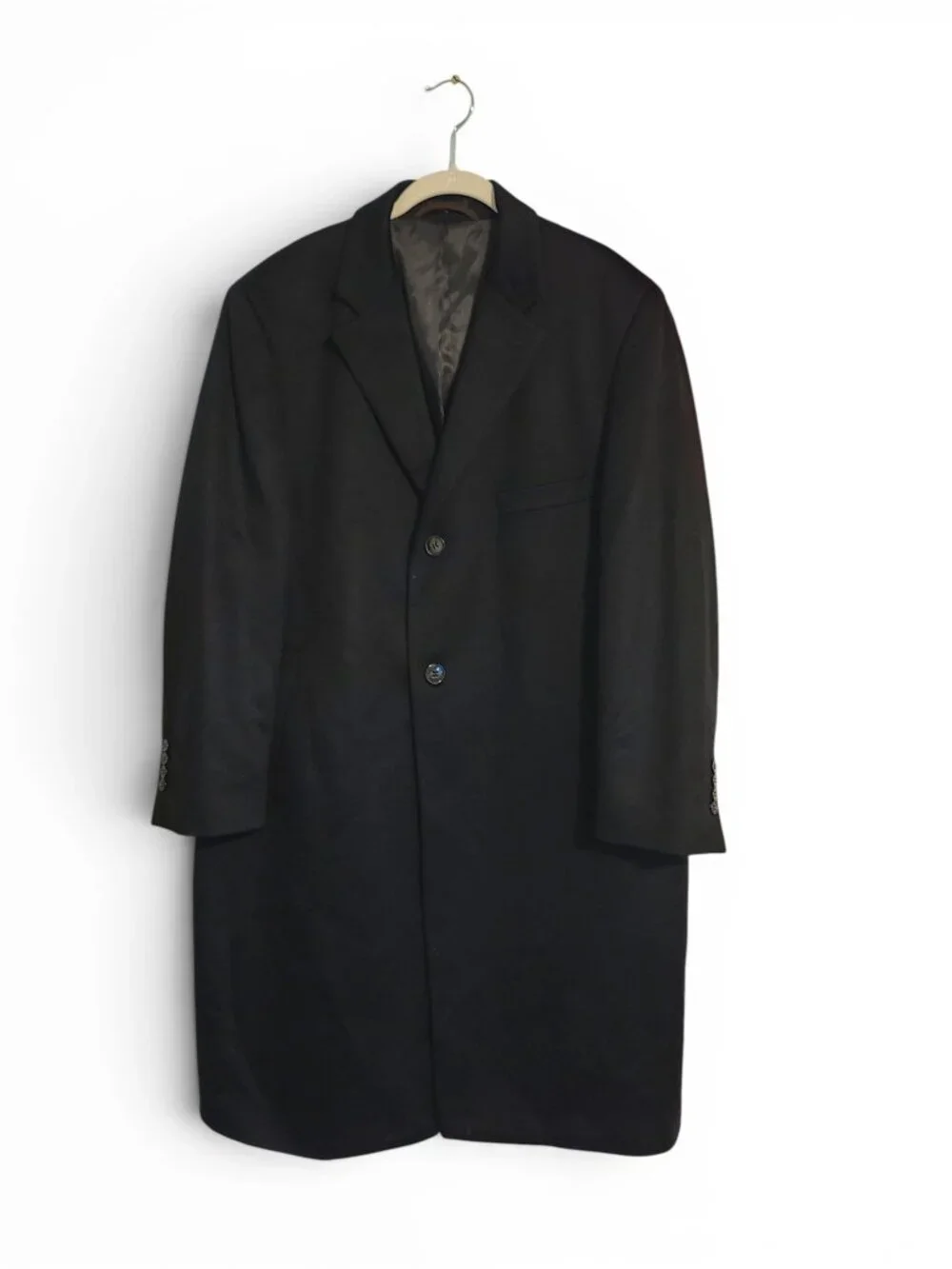 Lauren Ralph Lauren Blacck 100% Cashmere Pea Coat Overcoat Men's Size 44S